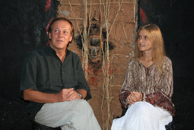 Bruno Pischiutta and Producer Daria Trifu on the set of their film PUNCTURED HOPE in Ghana, Africa