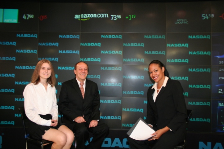 Bruno Pischiutta and Producer Daria Trifu are interviewed at the Nasdaq in New York City (2009)