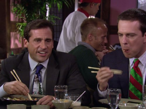 Still of Steve Carell and Ed Helms in The Office (2005)