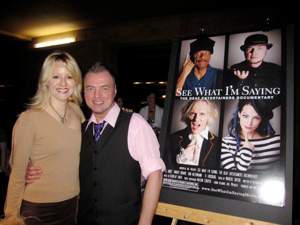 Producer/director Jenine Mayring with SEE WHAT I'M SAYING star Robert DeMayo at the world premiere of Hilari Scarl's new documentary, at Grauman's Egyptian Theater in Hollywood, CA.