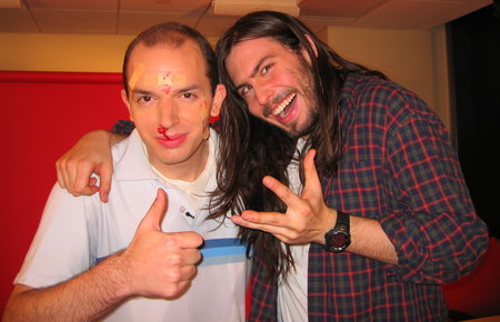 Paul Behind the Scenes with Andrew W.K. on the Set of 