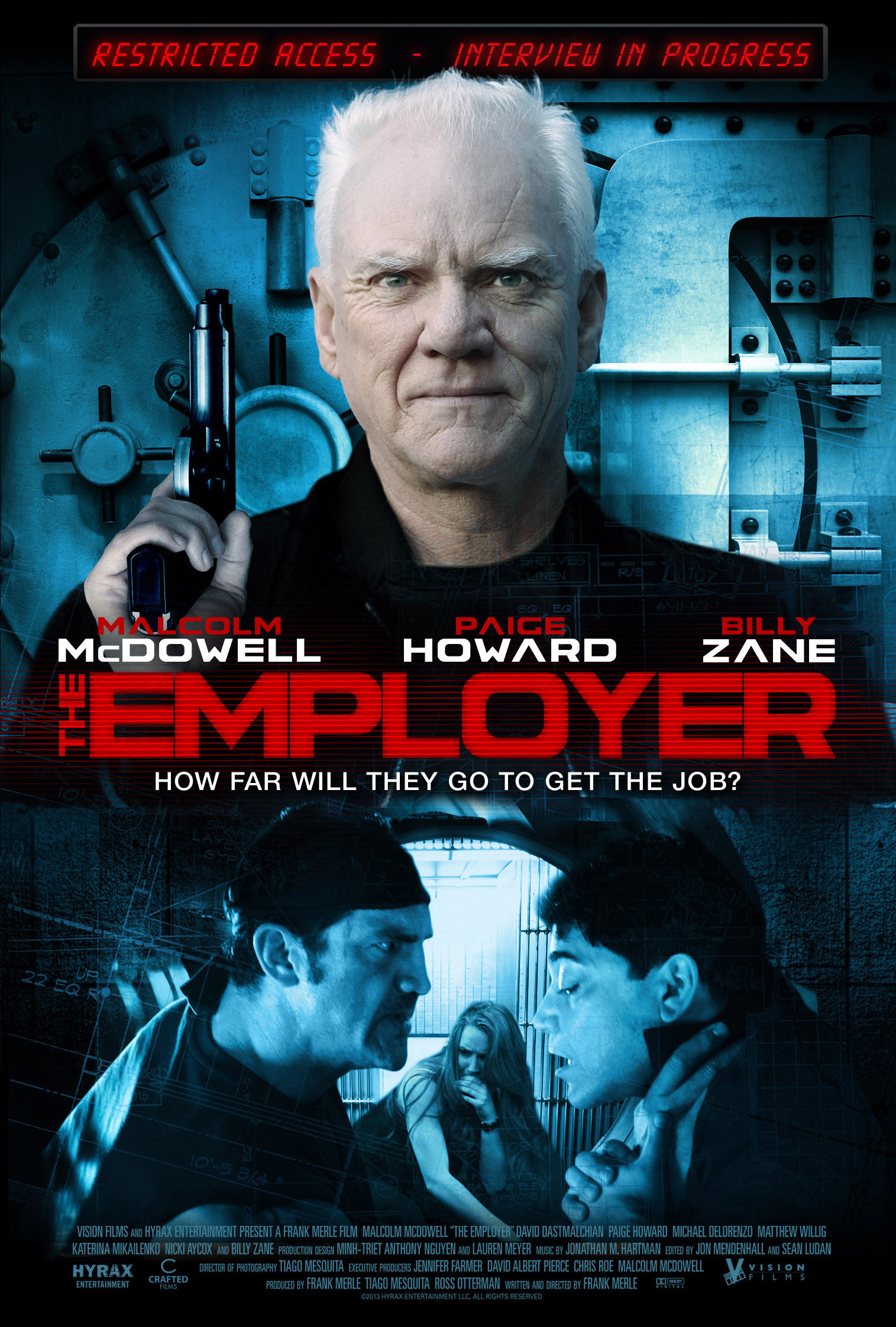 Malcolm McDowell, Michael DeLorenzo, Matthew Willig and Paige Howard in The Employer (2013)