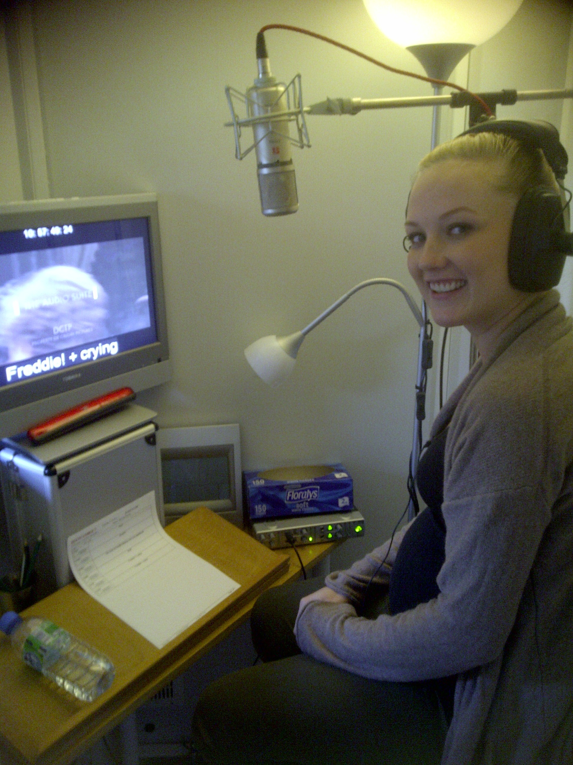 Nichola Burley recording ADR at The Audio Suite for the Origin Pictures drama 'Death Comes To Pemberley'; October 29th, 2013.