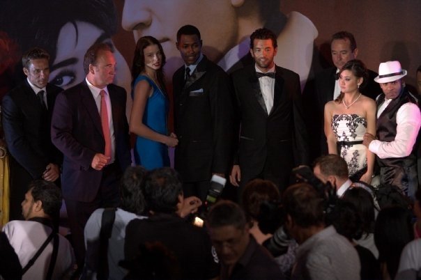 Actors Gary Daniels (Expendables), Jim Belushi, Rachel Nicols (G.I. Joe), Josef Cannon (Flea), Adam Karst (The Eagle Path) and Producer Bill MacDonald (The Saint) stand before the throngs of photographers at the Bangkok International Film Festival