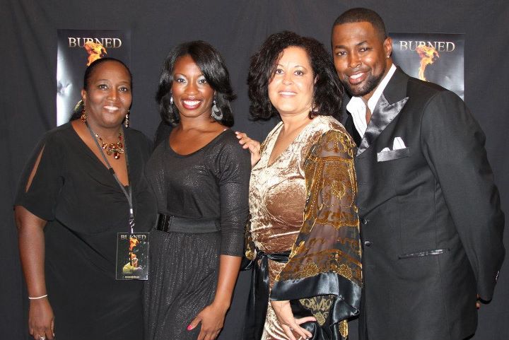 Recina Veneen Gilbert with Bianca LeVerne Jones (Star of Burned), Director Phyllis Toben Bancroft and Co-Star Josef Cannon (Rico James)