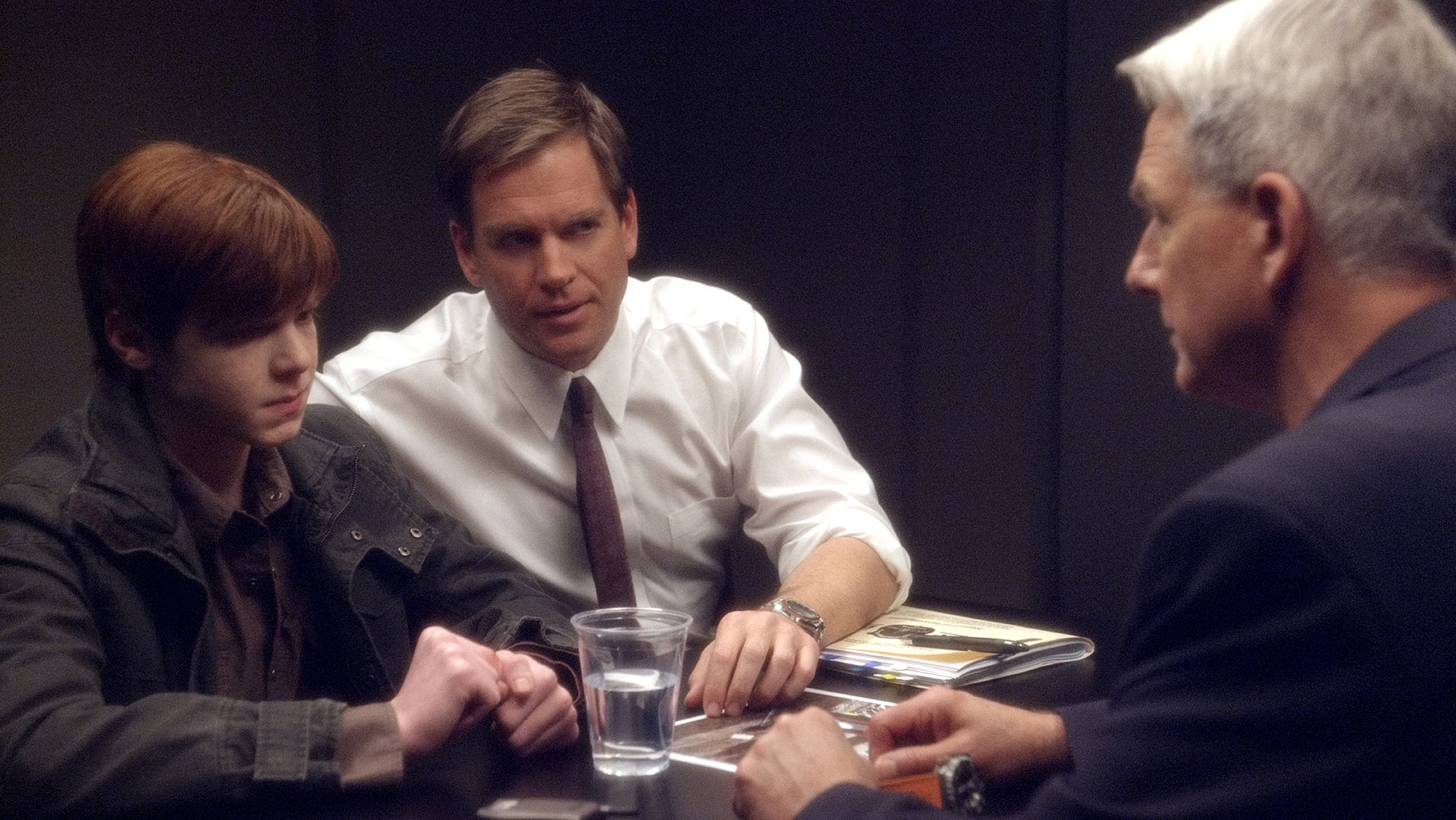 Still of Mark Harmon, Michael Weatherly and Cameron Monaghan in NCIS: Naval Criminal Investigative Service (2003)