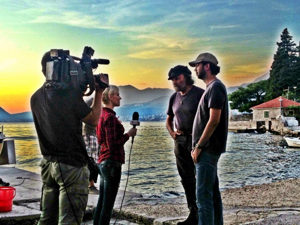 Interview for Serbian TV. With Franco Nero on the set of 