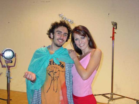 Director Alessandro Aronadio and actress Manuela Mezzadri on the set of 