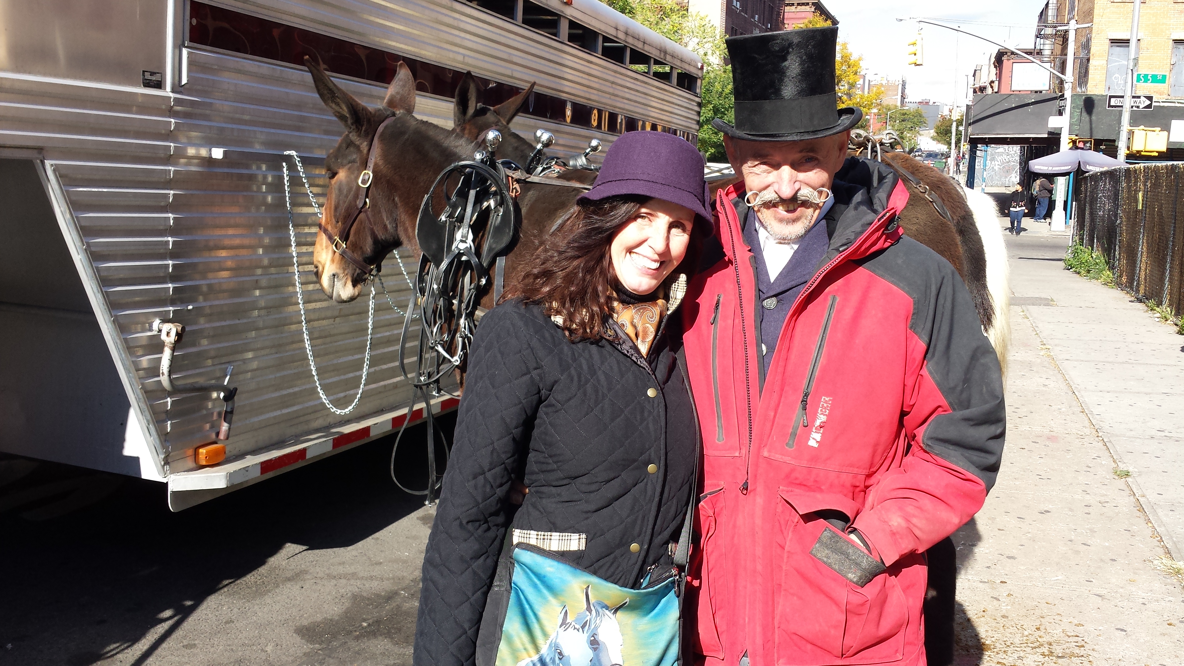 visiting the set with trainer Rex Petersen and his mule team