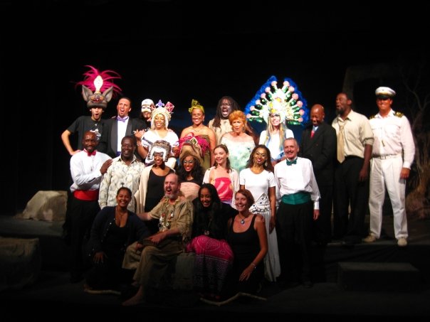 Full cast and crew for The Tempest 2009 - Shakespeare in Paradise Festival. Co-Director Patti-Anne Ali seated up front centre with co-director Craig Pinder.