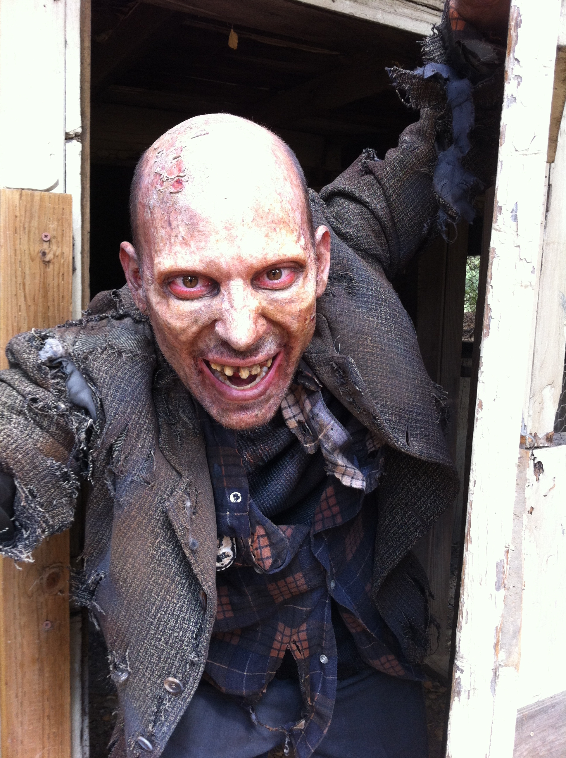 Jeff Blumberg as a zombie for commercial shoot