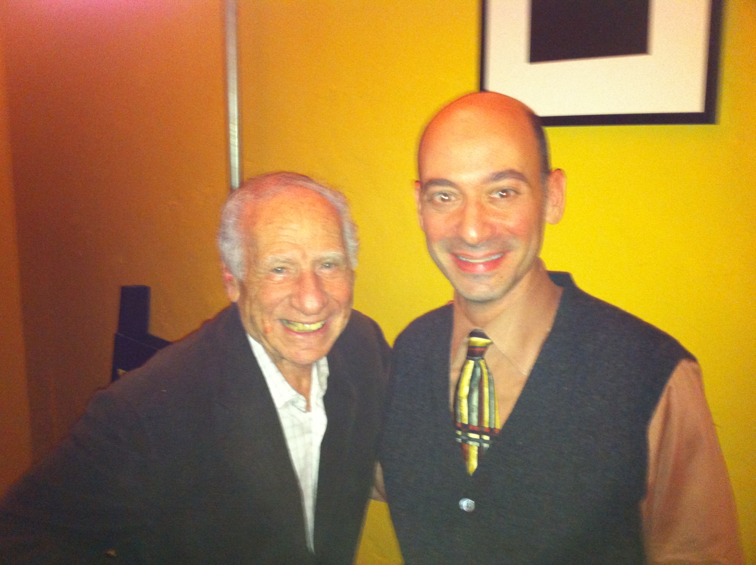 Jeff Blumberg, following his performance in the play Love & Other Allergies, with Mel Brooks