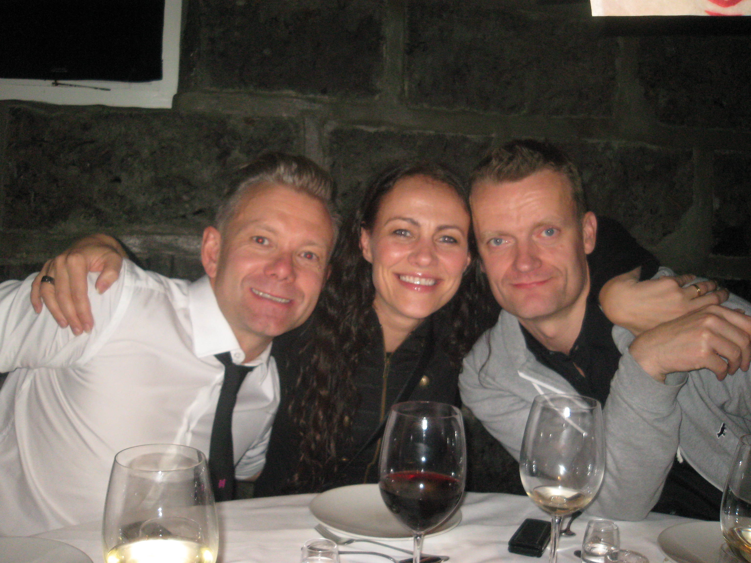 Danich actors Casper Christensen and Frank Hvam with Ingibjorg Reynsidottir.