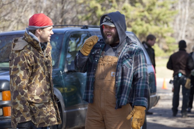 Director Ted Koland and actor Tyler Labine on the Minnesota set of BEST MAN DOWN.
