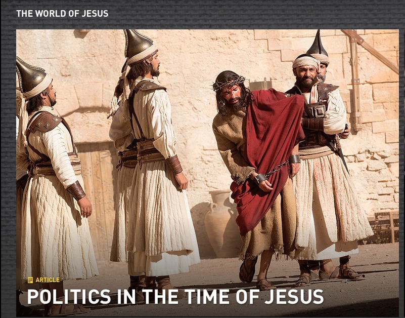 Photo still from 'Killing Jesus' - Malchus bring Jesus before Pilate