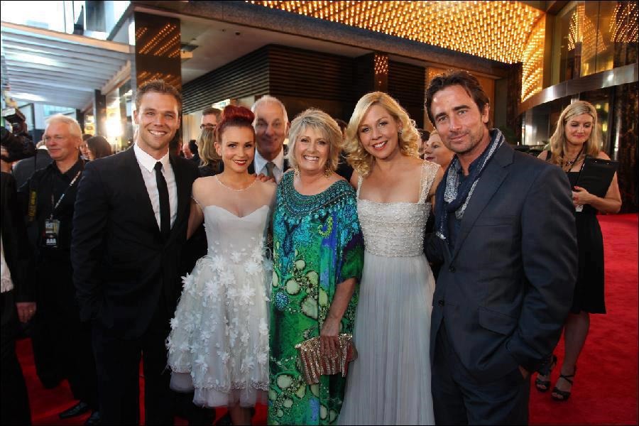 Tricky Business Cast at the 2012 TV Week Logie Awards. With Lincoln Lewis, Sophie Hensser, Debra Byrne, Shane Bourne, Gigi Edgley and Kip Gamblin