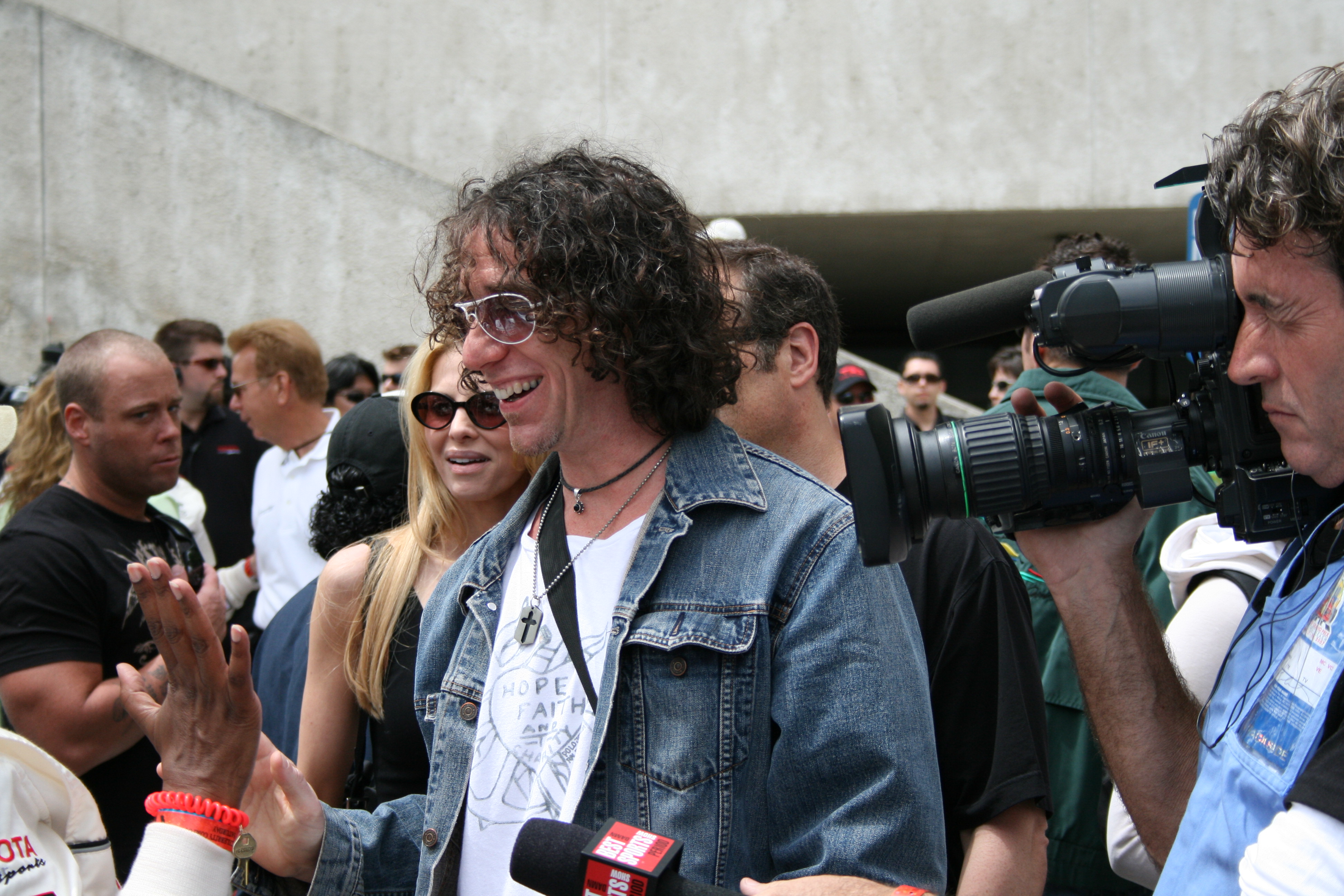 Sheila House field producing for I.E. News. Pictured is Howard Stern at the Toyota Grand Prix Celebrity Pro Race in Long Beach, CA.