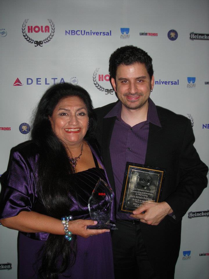 2012 HOLA Award, 40 years in the industry, with Marco Antonio Rodriguez, La Luz de un Cigarrillo's playwright.