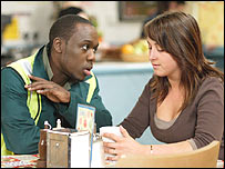 Still of Mo George and Natalie Cassidy in Eastenders @BBC