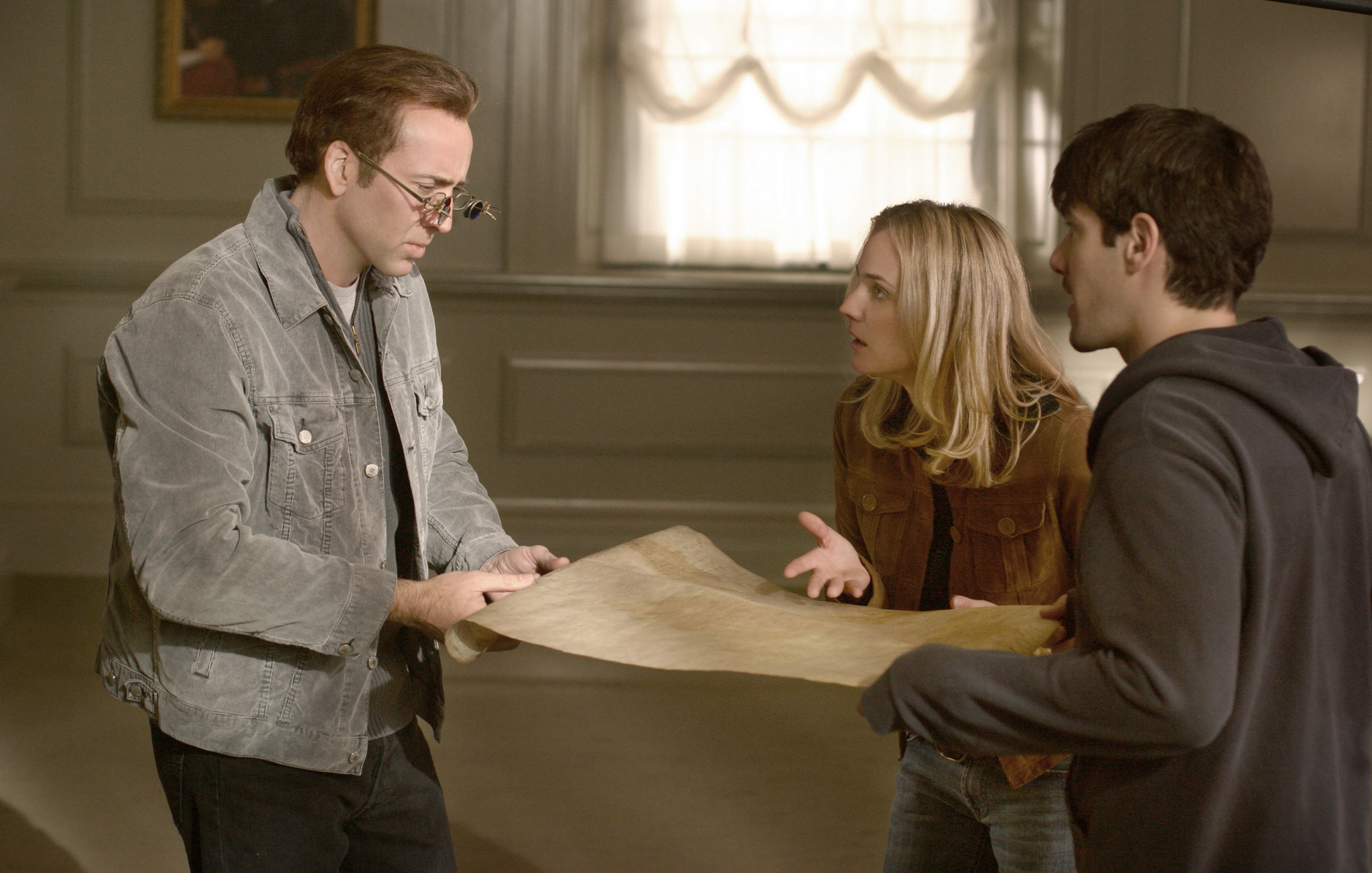 Still of Nicolas Cage, Justin Bartha and Diane Kruger in National Treasure (2004)