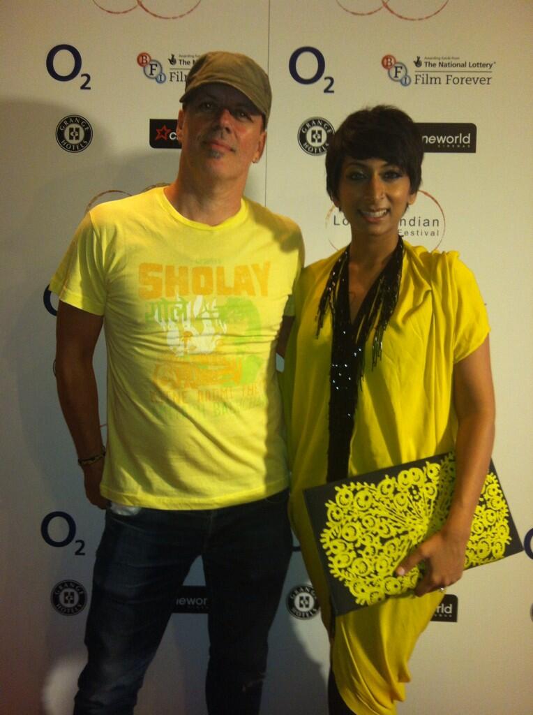 Andrew T. Mackay with Iram Parveen Bilal director of the Film JOSH at the London Indian Film Festival before the sold out screening at Cineworld Haymarket, London July 2013.