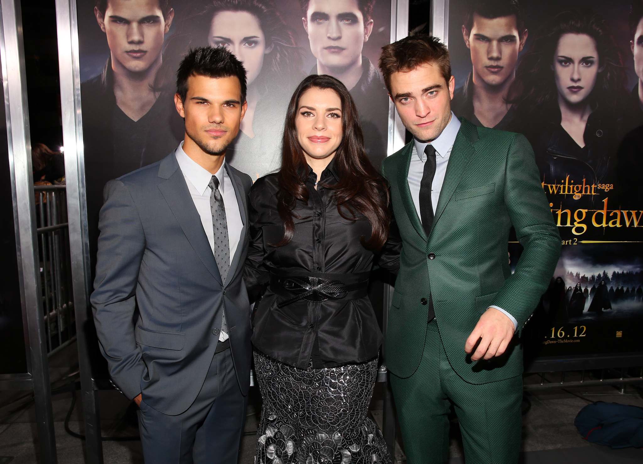 Taylor Lautner, Robert Pattinson and Stephenie Meyer at event of Brekstanti ausra. 2 dalis (2012)