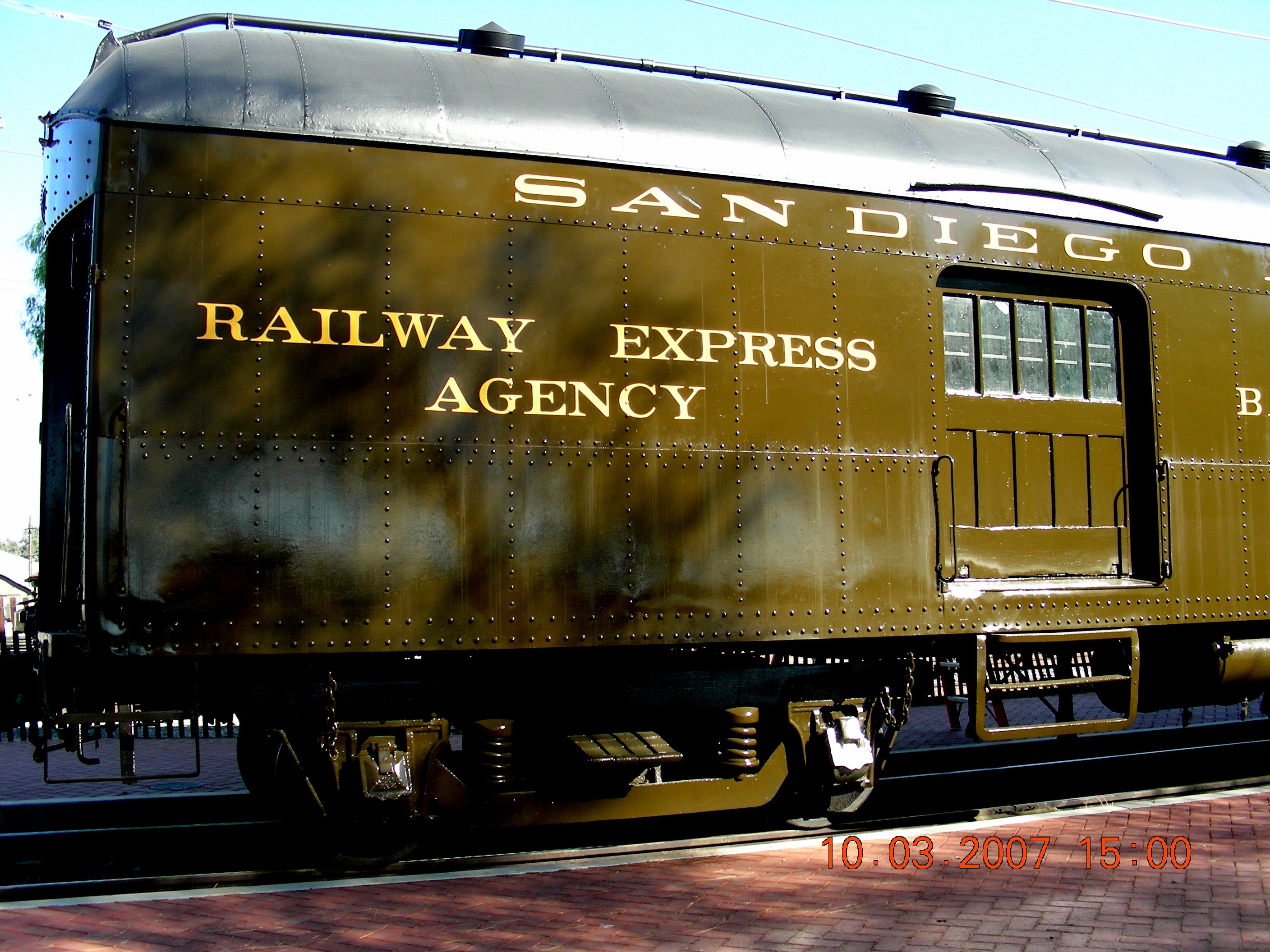 Antique restored train. Hand-lettering,