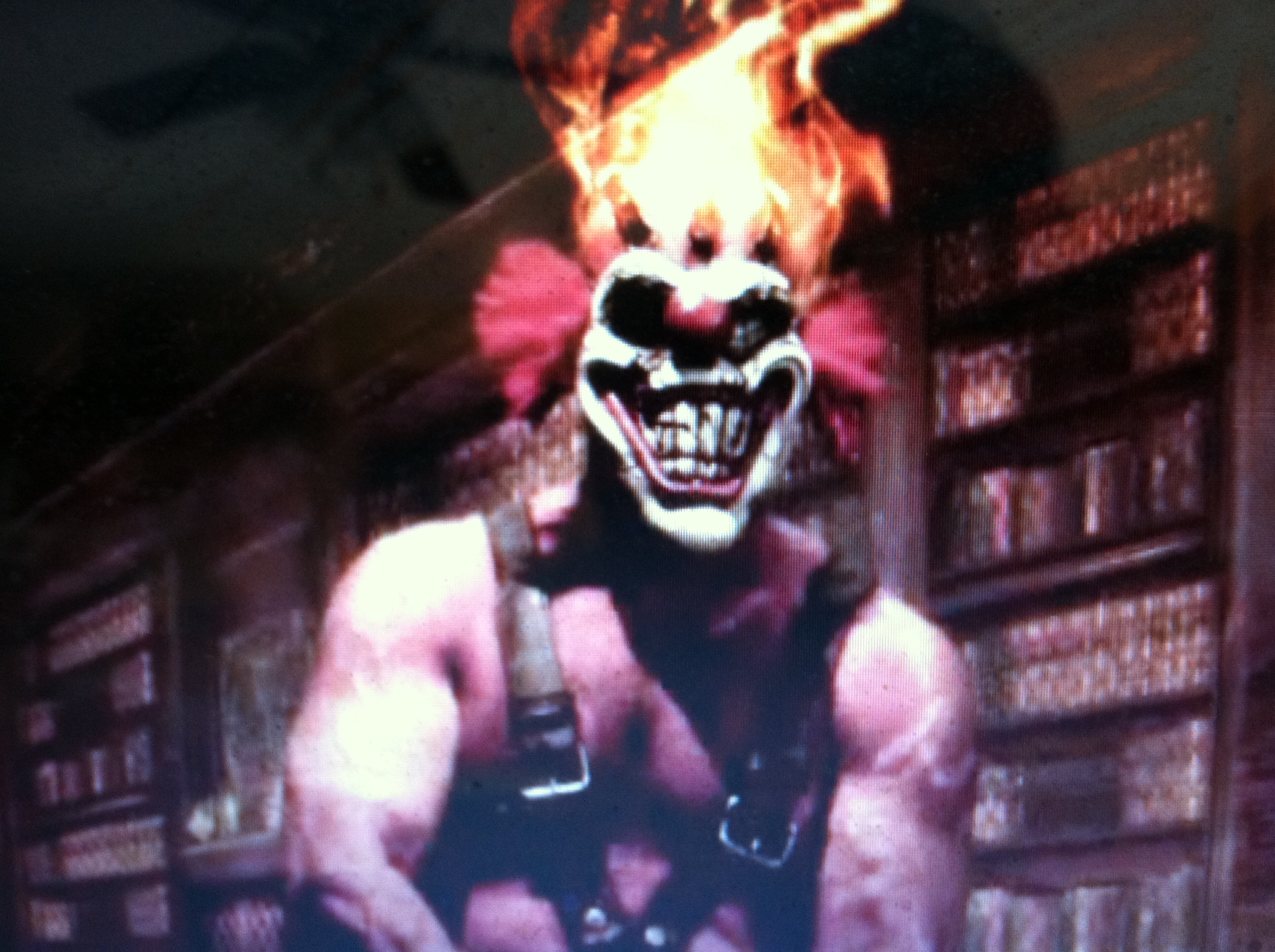 Here I am as Sweet Tooth of the video game Twisted Metal. Movie is on Utub