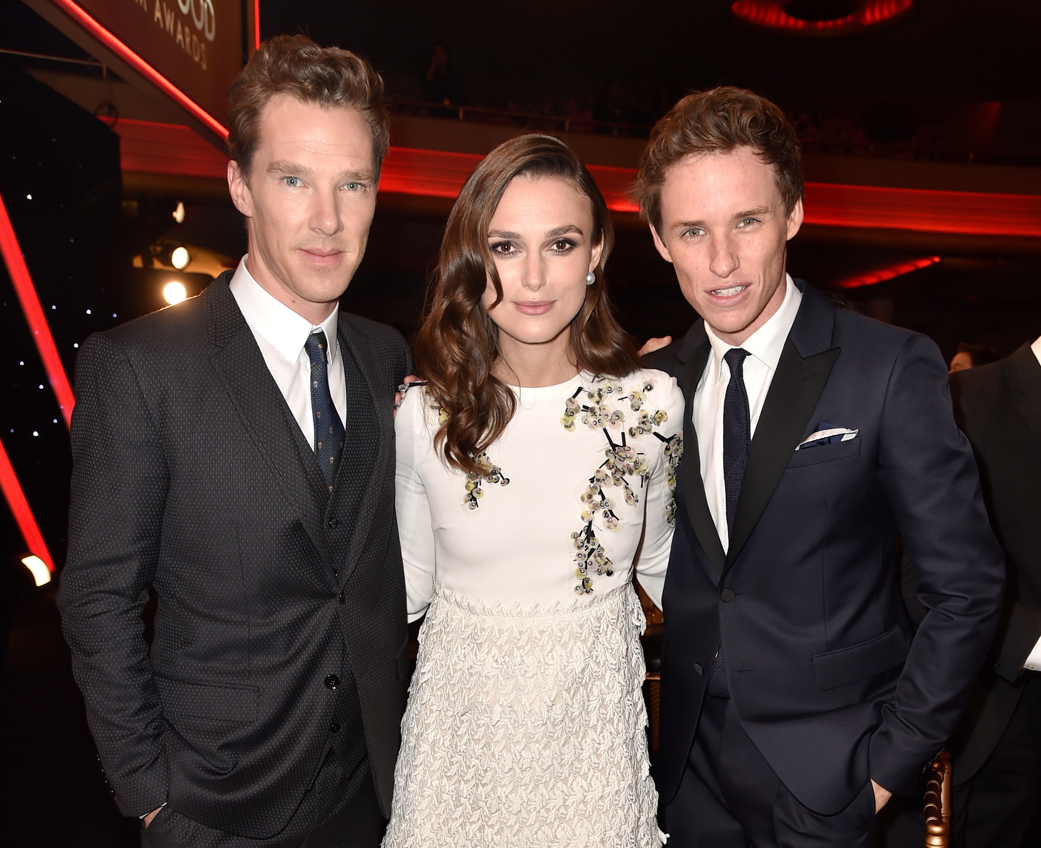 Keira Knightley, Benedict Cumberbatch and Eddie Redmayne at event of Hollywood Film Awards (2014)