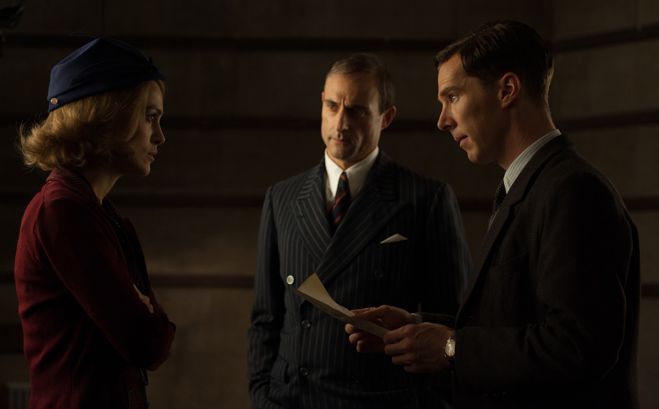 Still of Keira Knightley, Mark Strong and Benedict Cumberbatch in The Imitation Game (2014)