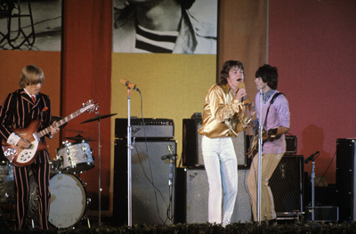 The Rolling Stones (Brian Jones, Mick Jagger, Keith Richards) at the Hollywood Bowl