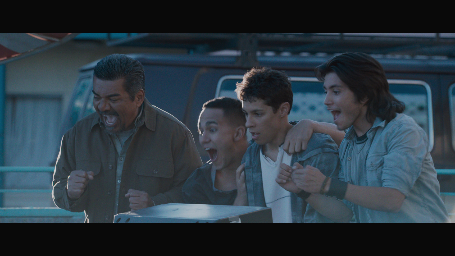 Still of George Lopez, José Julián, Carlos PenaVega and David Del Rio in Spare Parts (2015)