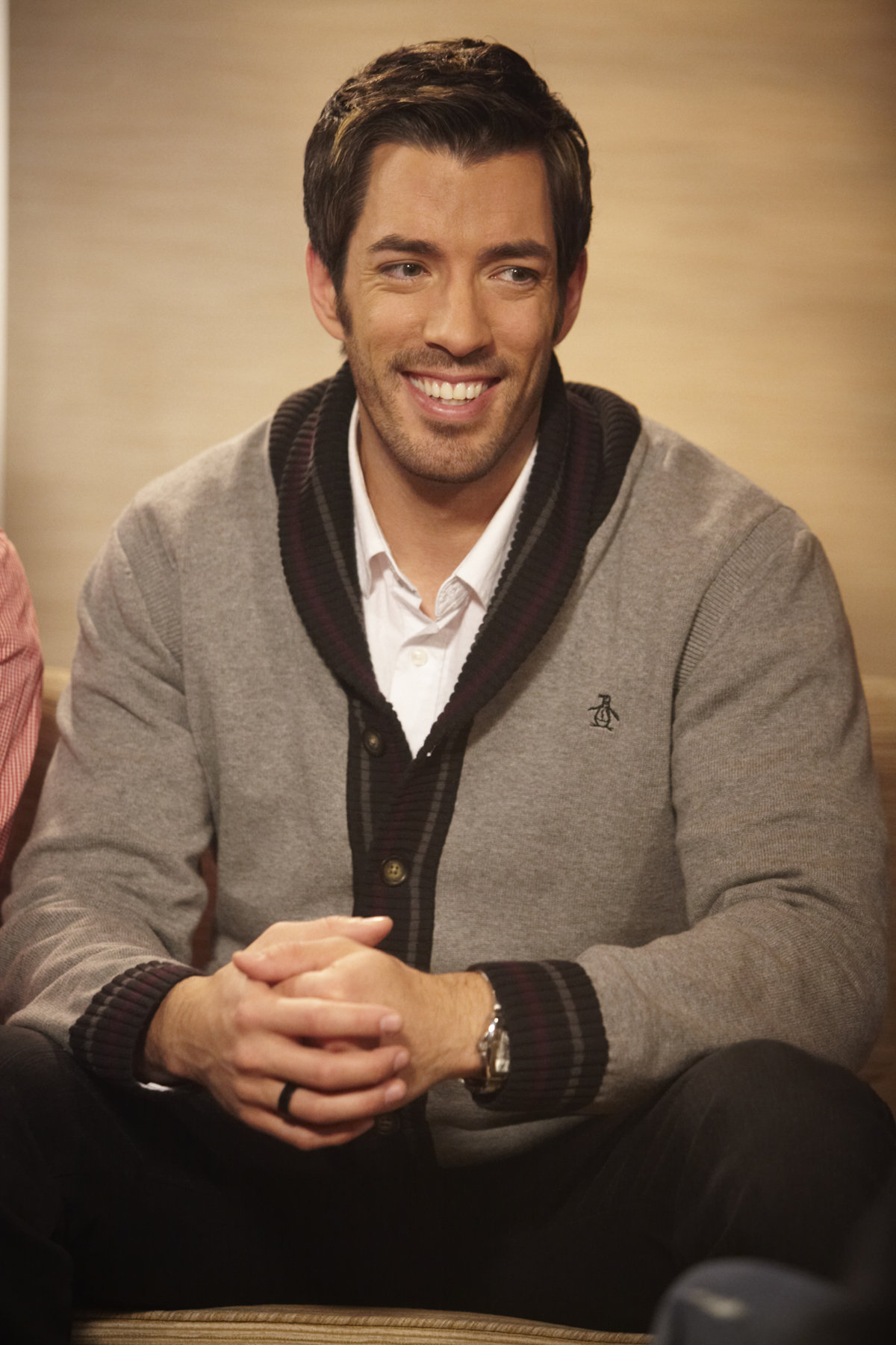 Production Still of Drew Scott on the set of Property Brothers