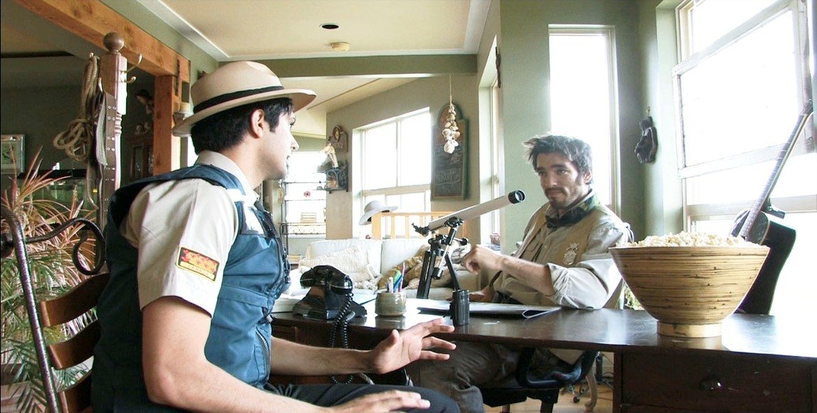 Production still of Gary Gill and Drew Scott in Coyote Mountain