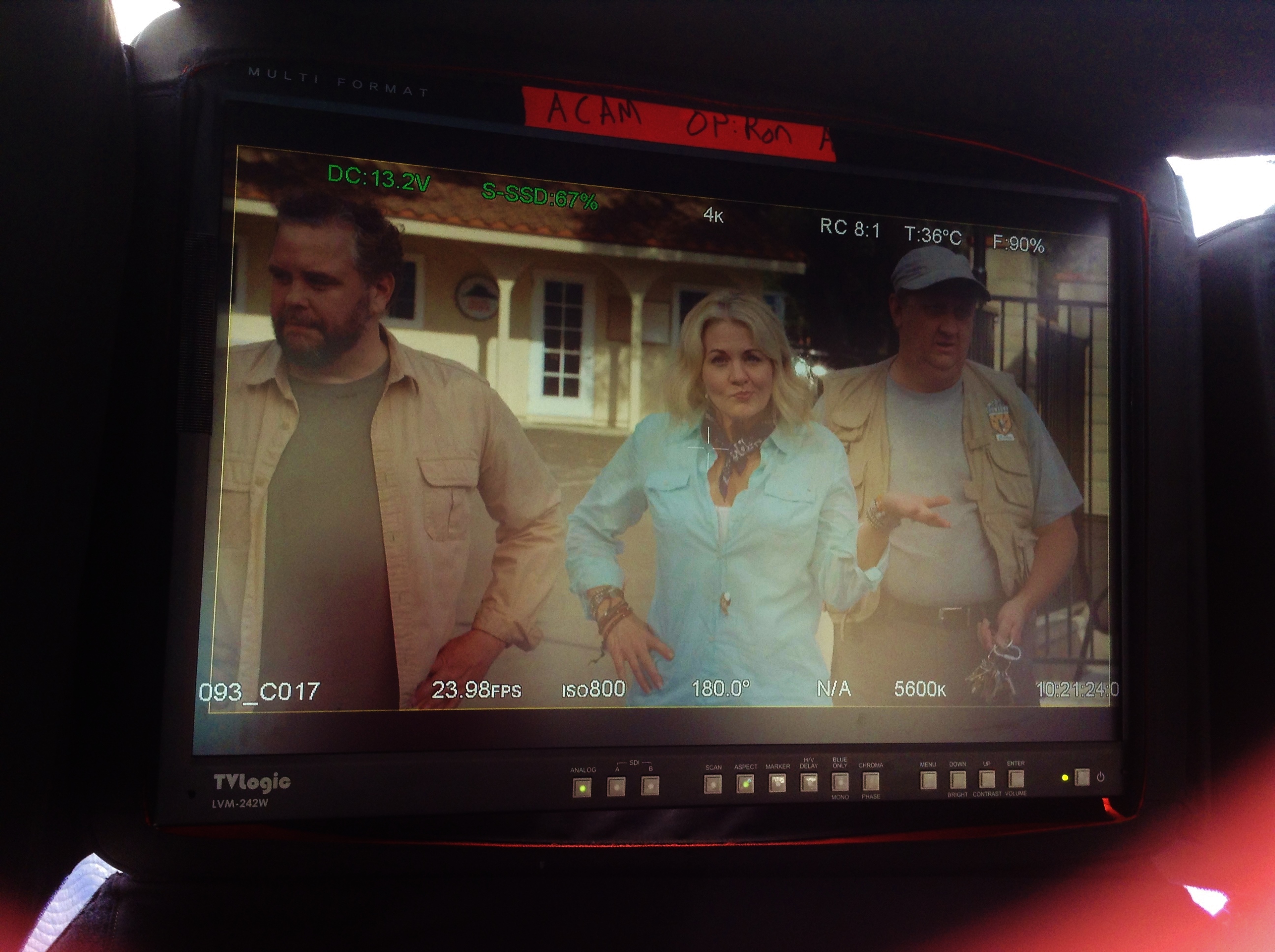 Debbie Sheridan with Mike Quirk and Paul Whetstone on the set of Toby Goes to Camp