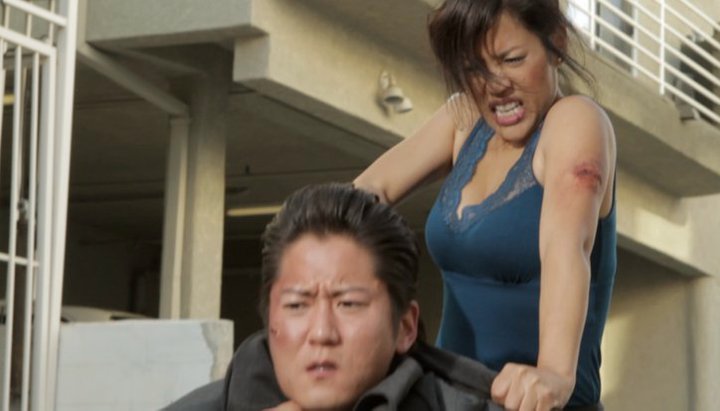 Allen Jo (Agent) from the amazing stunt team at 87eleven, choreographed by Danny Hernandez, gets choked by Diana Toshiko (Ru) in 