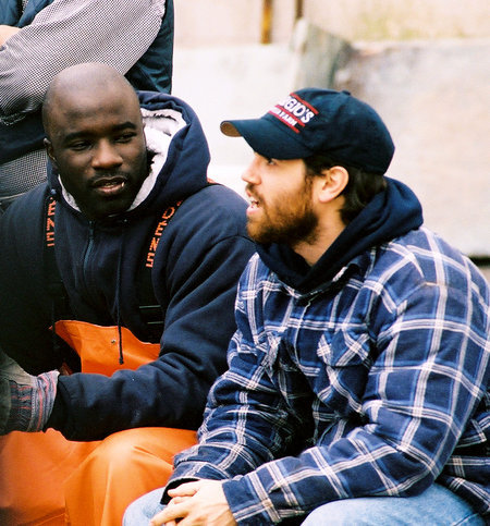 With Mike Colter on the set of Brooklyn Lobster.