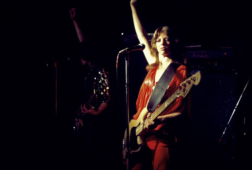 The Runaways (Jackie Fox) performing at CBGB in New York City on August 2, 1976
