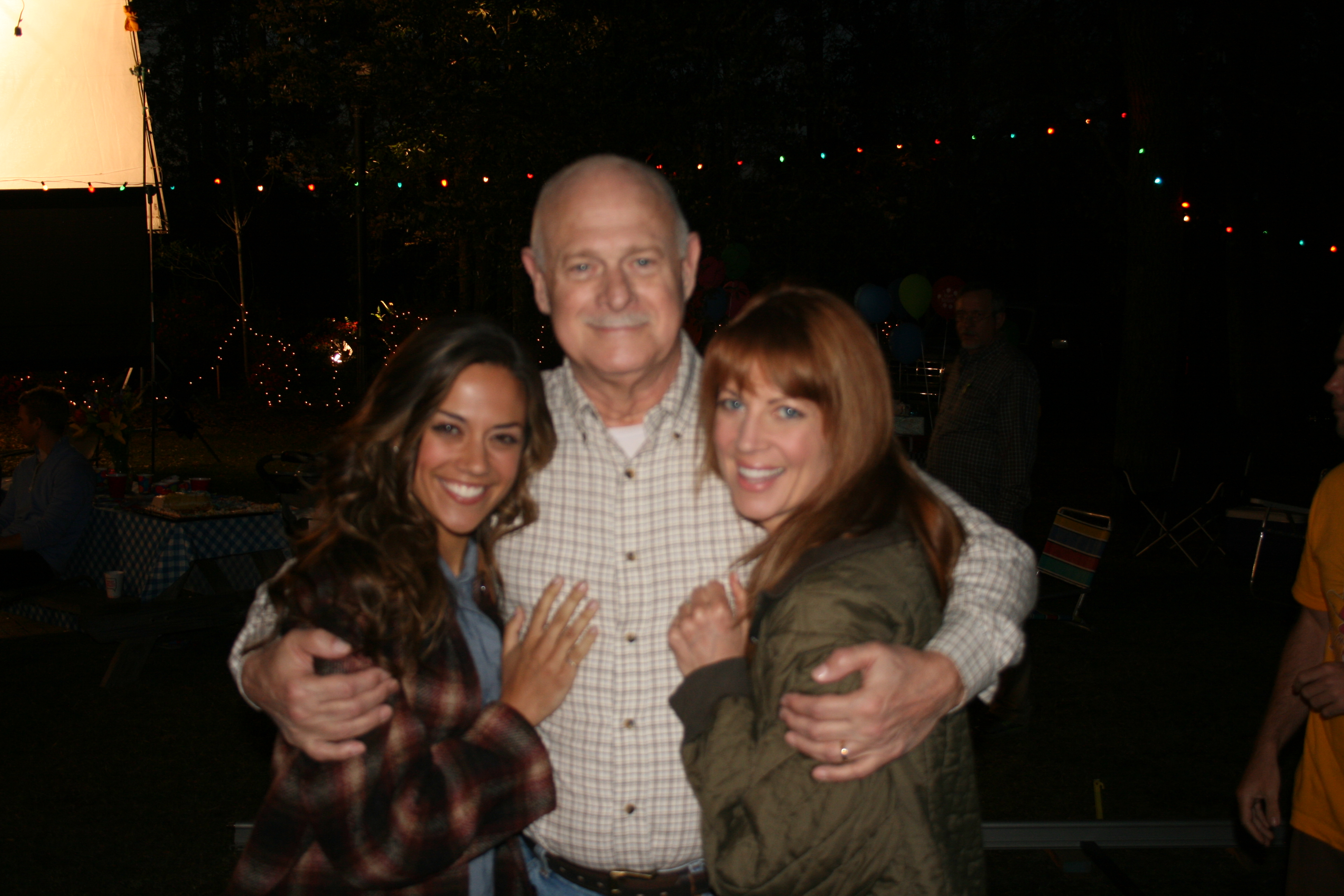 Jana Kramer, Gerald McRaney, Anne Hawthorne on set of Heart of the Country