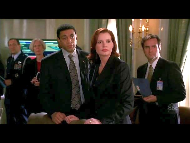 As Commander in Chief White House staff with Geena Davis and Harry Linnex
