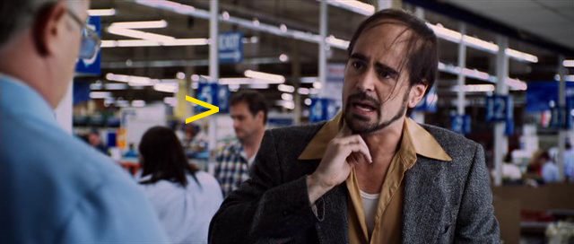 George Fitch Watson in Horrible Bosses with Colin Farrell at checkout scene during final credits