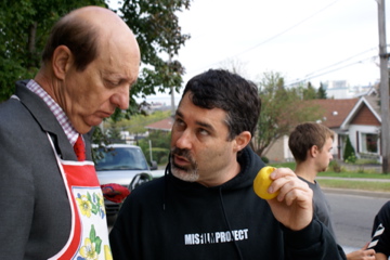 Actor Basil Hoffman with Director Lee Chambers on the set of 