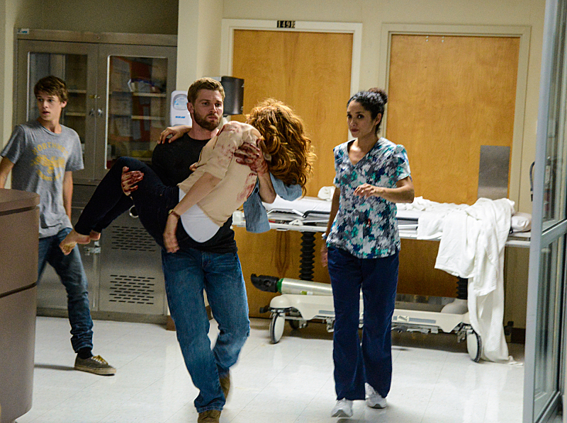 Still of Rachelle Lefevre, Mike Vogel, Colin Ford and Crystal Martinez in Under the Dome (2013)