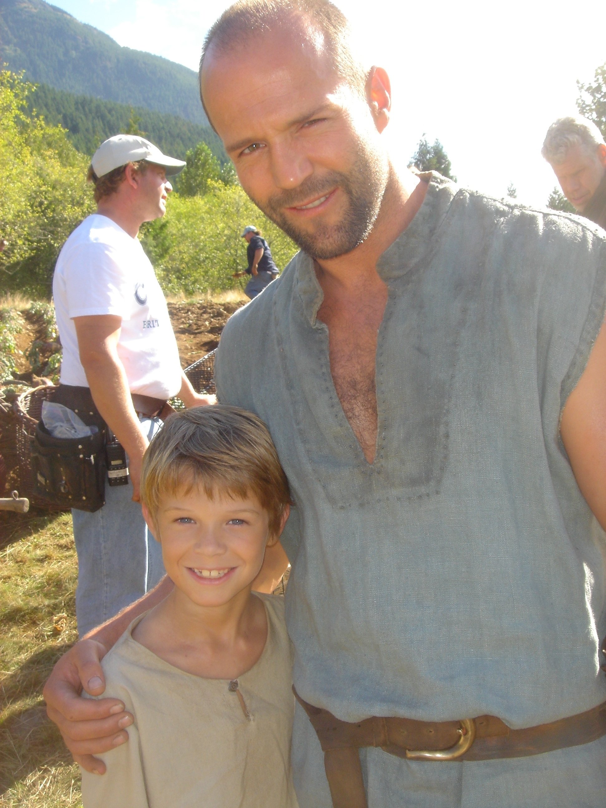 Jason Statham Colin Ford On the set of In the Name of the King: A Dungeon Siege Tale