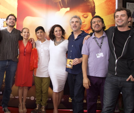 From left to right. Carlos Cuaron, Jana Guevara,Cesar Kancino,Veronica Falcon, Alfonso Cuaron, Jorge Mondragon & Jonas Cuaron at the FICM