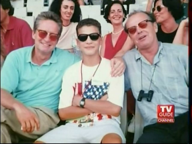 Michael Douglas, Justin (14 years old), Jack Nicholson. Summer Olympics; Barcelona, Spain; 1992