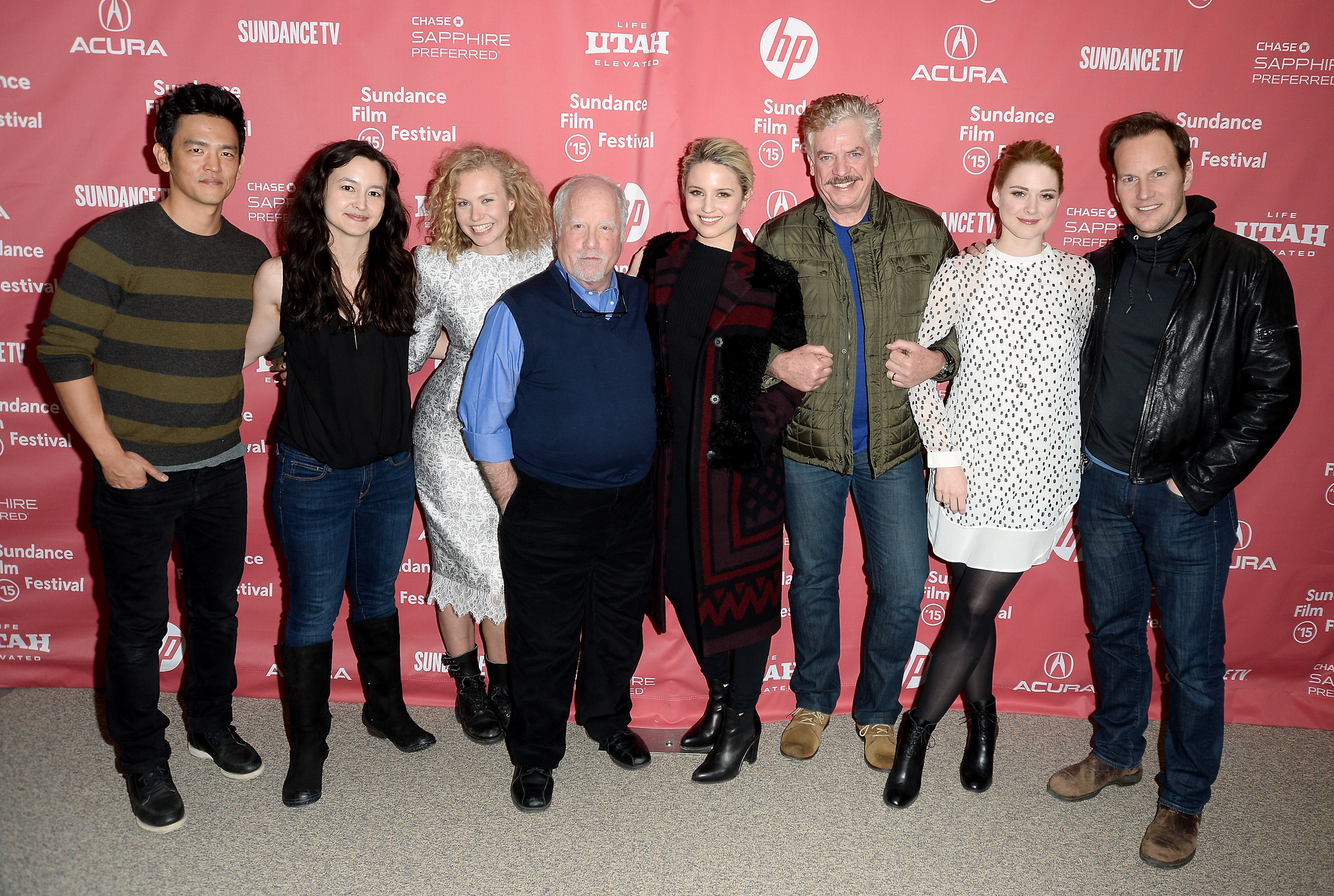 Richard Dreyfuss, Christopher McDonald, John Cho, Patrick Wilson, Alexandra Breckenridge, Mora Stephens, Dianna Agron and Penelope Mitchell at event of Zipper (2015)