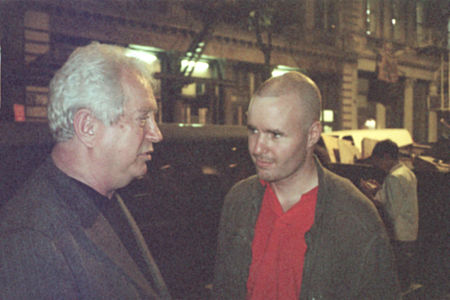 Robert Downey Sr. and Noah Buschel outside the Tribeca Film Festival's 'Bringing Rain' party.