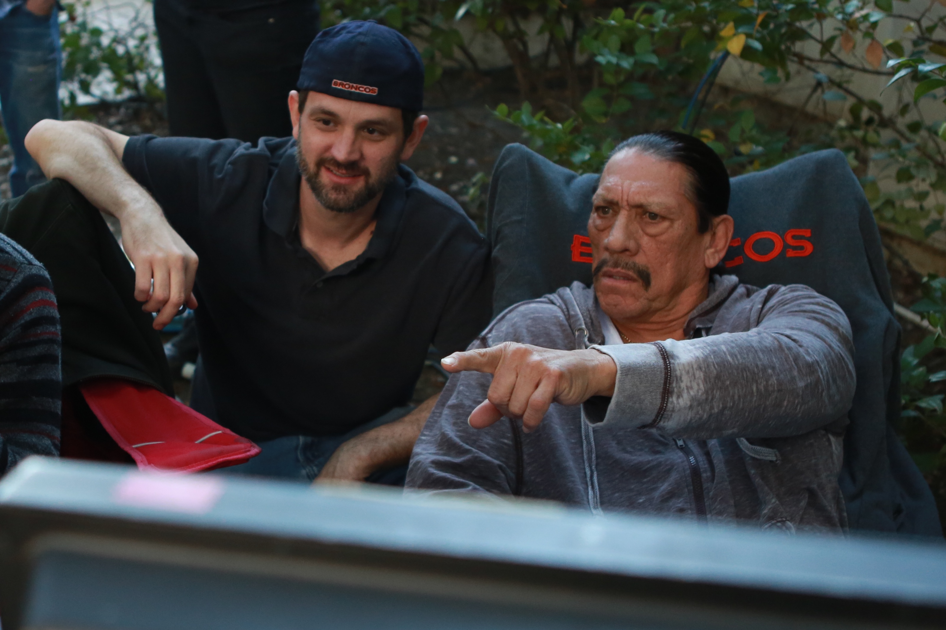 Danny Trejo and Sean Robert Olson on the set of 