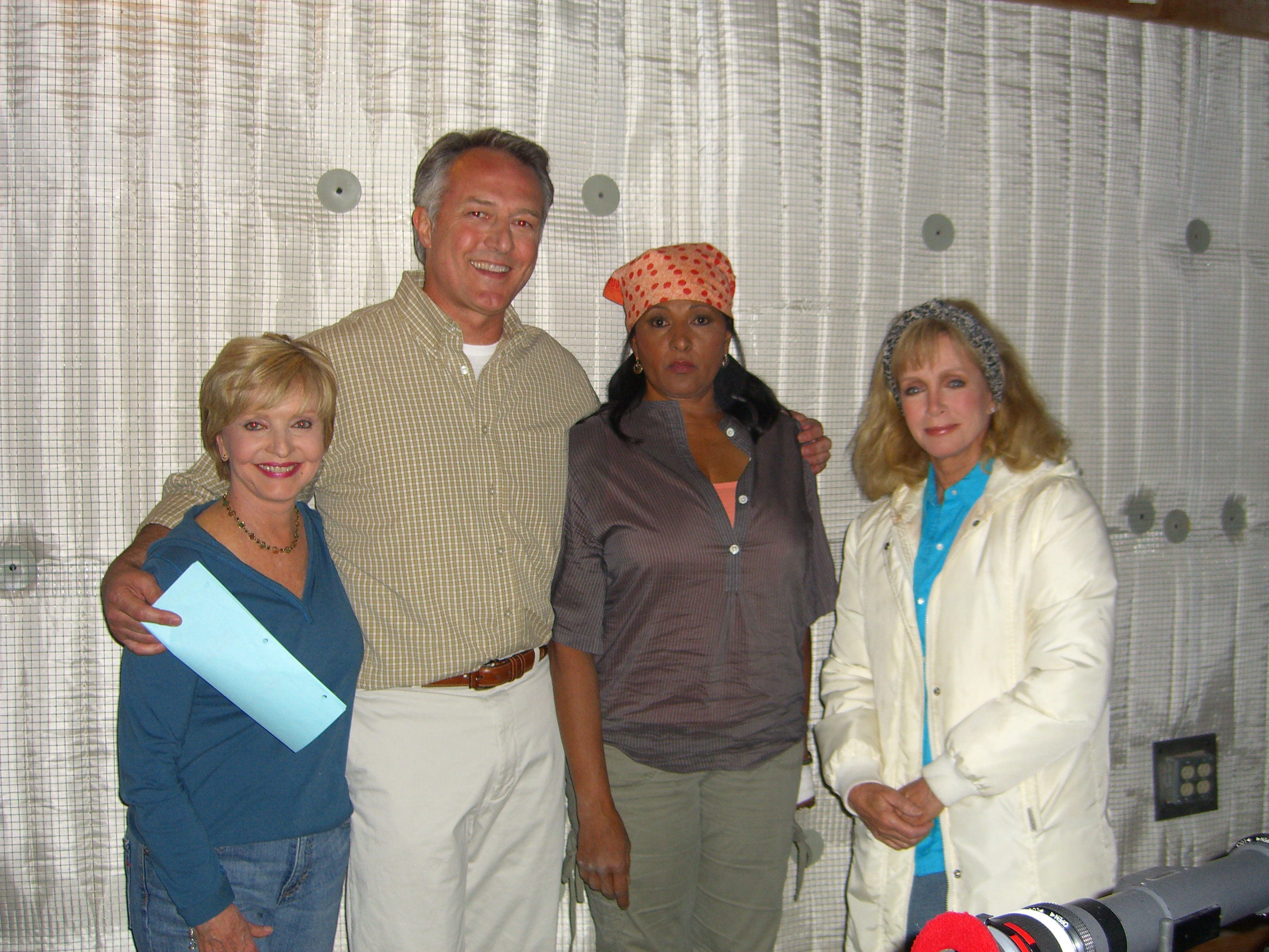 With Florence Henderson, Pam Greier & Donna Mills on the set of Ladies of The House.